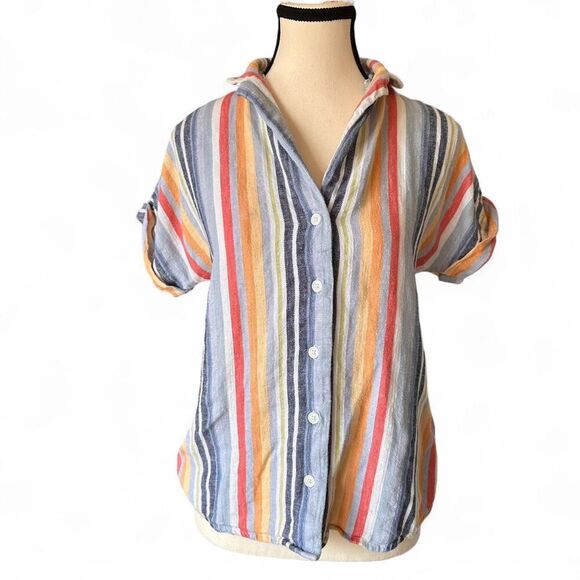 Laundry by Shelli Segal striped linen blend button down, S - Picture 1 of 6